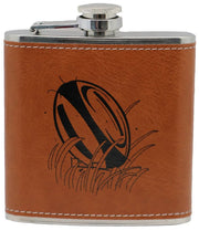 Brown Rugby 6oz Leatherette Hip Flask